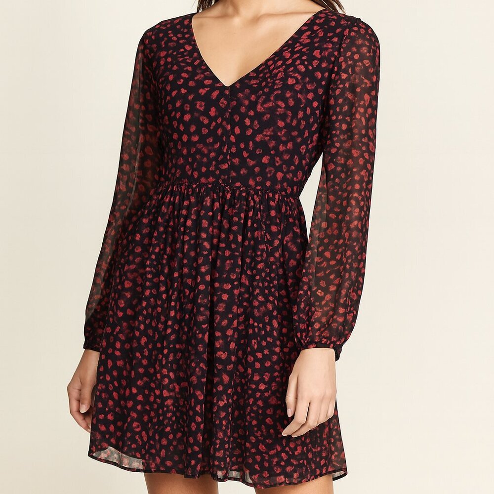 Michael Michael Kors Red & Black Long Sleeve Dress – Size 2 Fit & Flare
